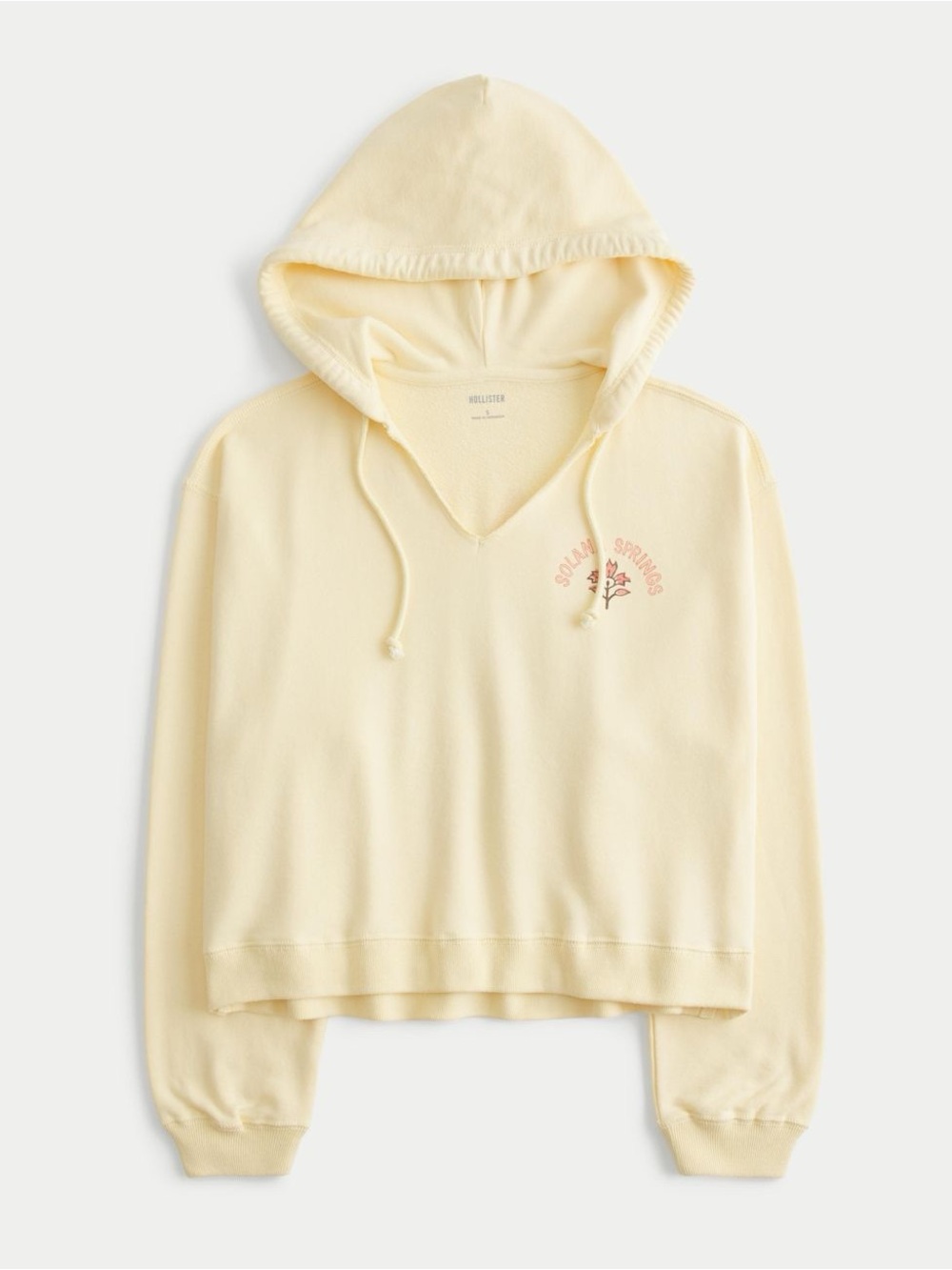 Hollister Pale Yellow V‑Neck Hooded Pullover Solana Springs Music Festival - Picture 1 of 6
